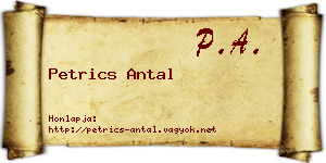 Petrics Antal névjegykártya
